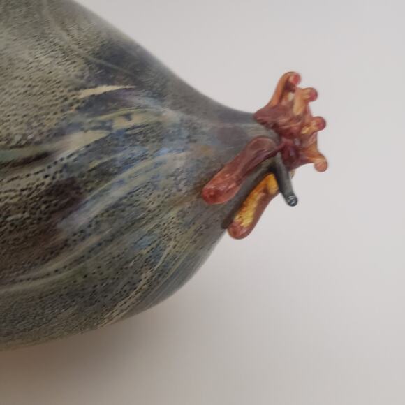 Rene Burri Mundgeblasen Blown Art Glass Chicken Figurines Lot Of 2 Charcoal - Picture 5 of 16